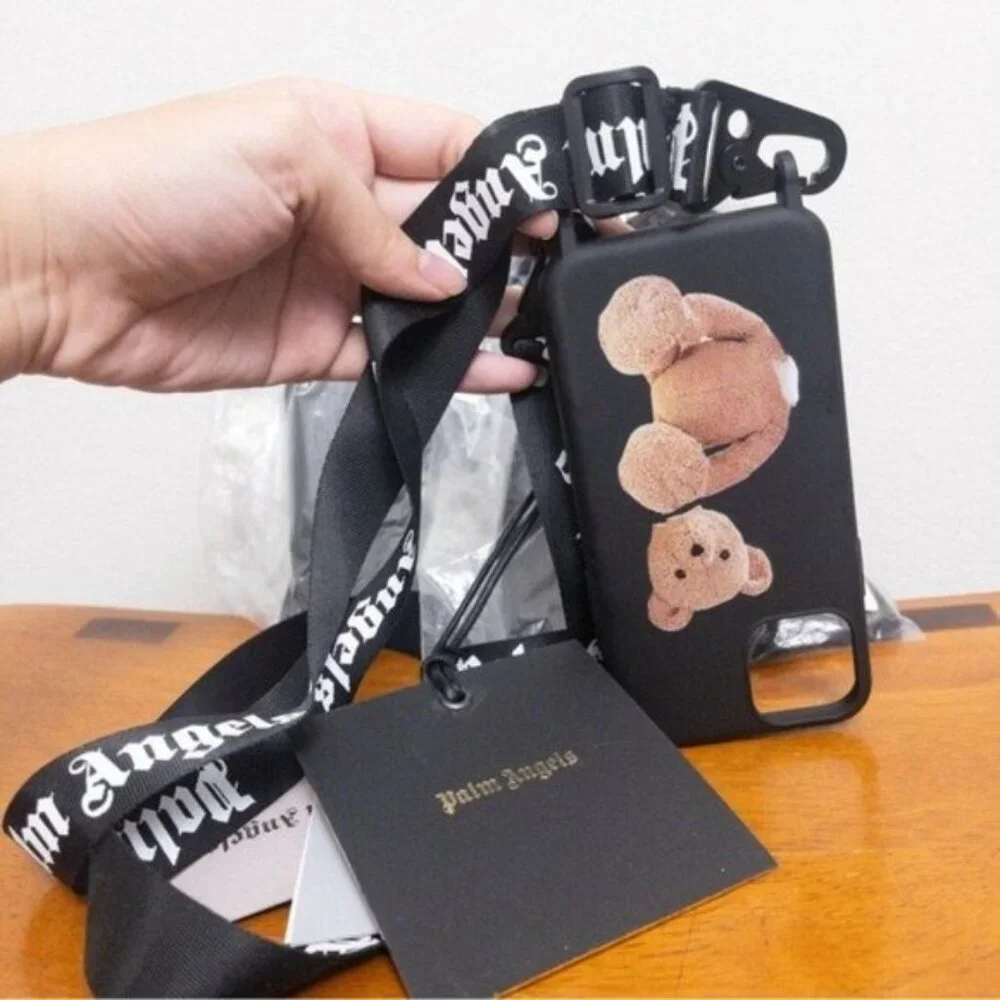 NWT Palm Angels Kill The Bear iPhone 11 Pro Case Black Teddy Lanyard